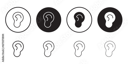 Listening icons vector pack in black and blue colors