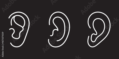 Ear, hearing vector icon. Line, glyph version, outline and filled sign. Human ear organ linear and full pictogram. Symbol, logo.