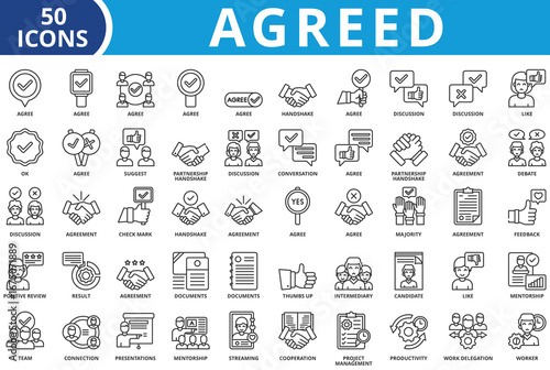 Agreed icon set collection vector illustration