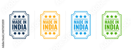 creative made in india sign banner with star rating for authentic product