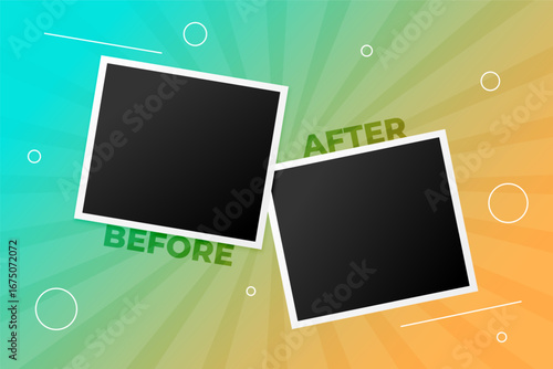 memphis style before and after comparison template with photo frame