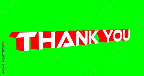 Isolated green screen thank you text with dynamic wave effect