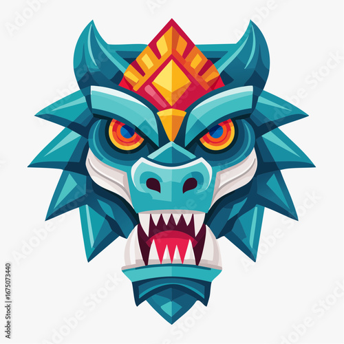 Pixel Art Dragon Mask Head Design
