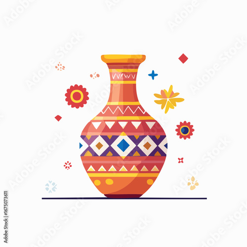 Colorful Decorative Vase With Geometric Design