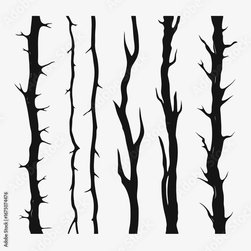 Spooky bare branches and stems create a minimalist botanical forest silhouette