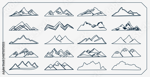 hand drawn style high hill terrain mountain banner design