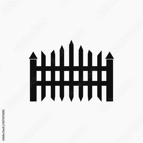 Simple graphic of a picket fence isolated as a black silhouette