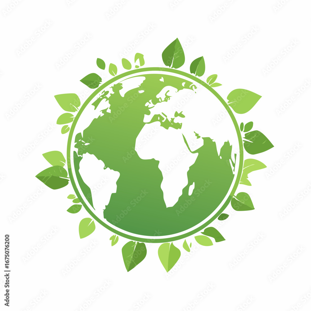 Minimalistischer grüner Globus als Vektorillustration auf weißem Hintergrund. Minimalistischer grüner Globus als Vektorillustration auf weißem Hintergrund.