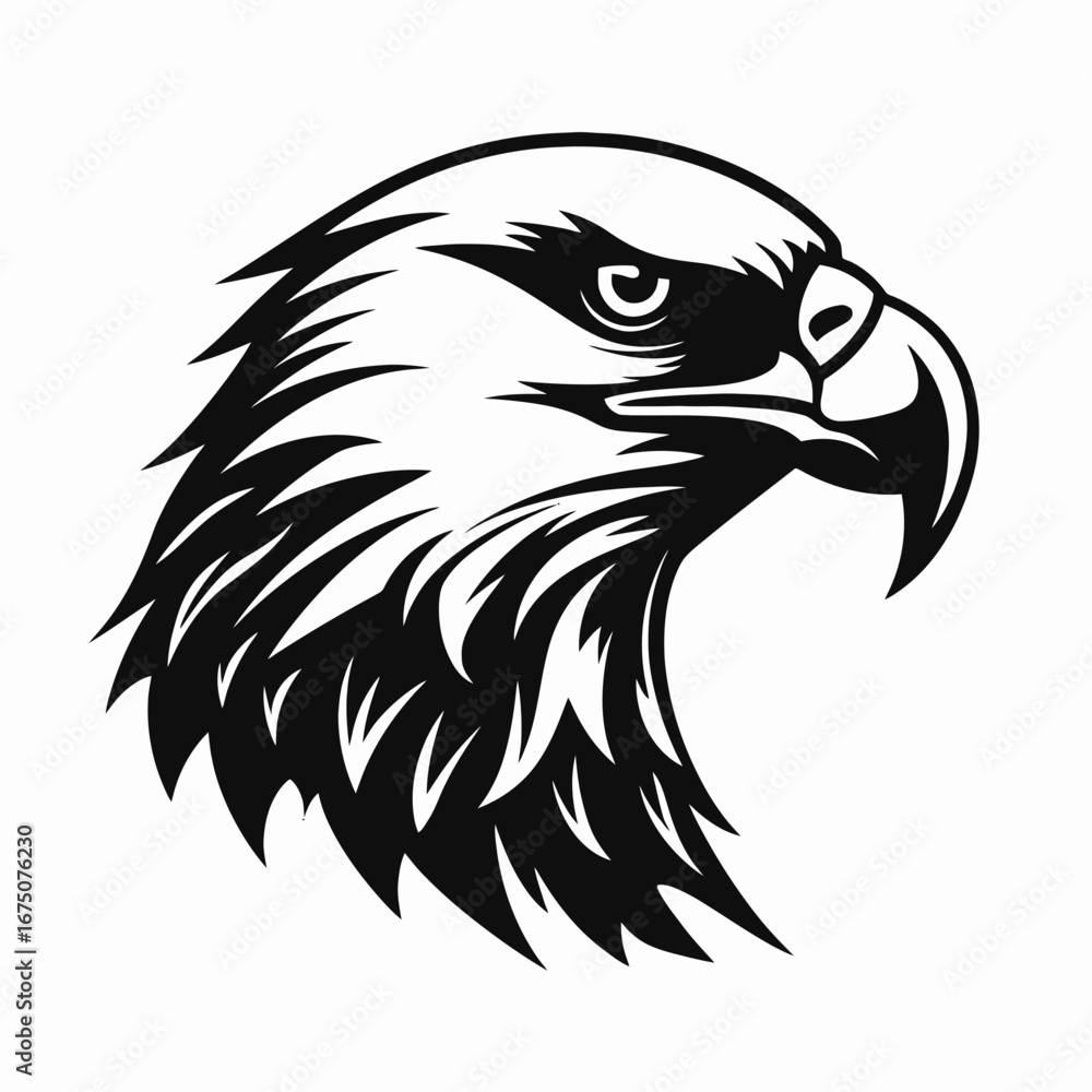 Fototapeta premium Striking graphic eagle head design, symbolizing freedom and power, a bold silhouette