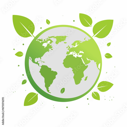Minimalistischer grüner Globus als Vektorillustration auf weißem Hintergrund.