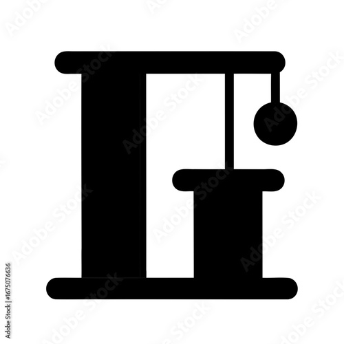 Stylized Black Silhouette of a Cat Scratching Post with Dangling Ball