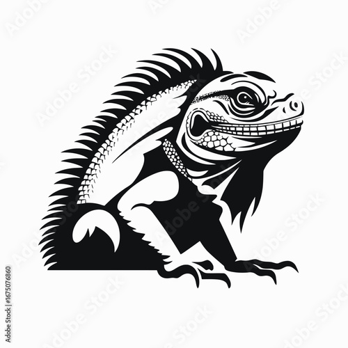 Detailed lizard illustration displaying textured skin in a captivating vector animal silhouette