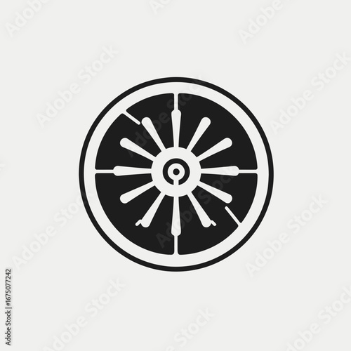 Stylized citrus fruit with segmented pattern graphic illustration, simple food silhouette