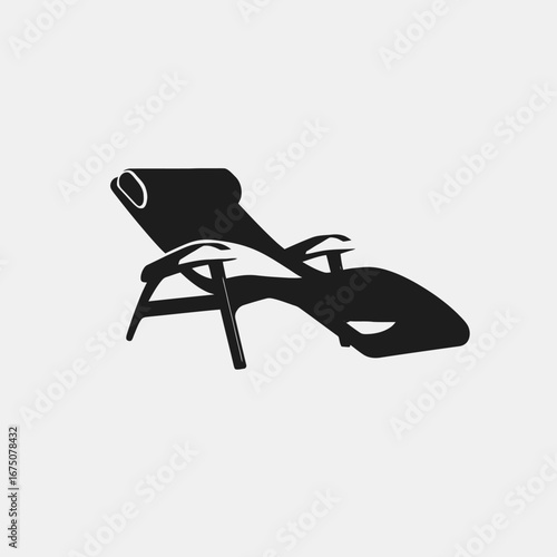 Relaxing summer lounge chair, minimalist graphic representation in sleek black silhouette