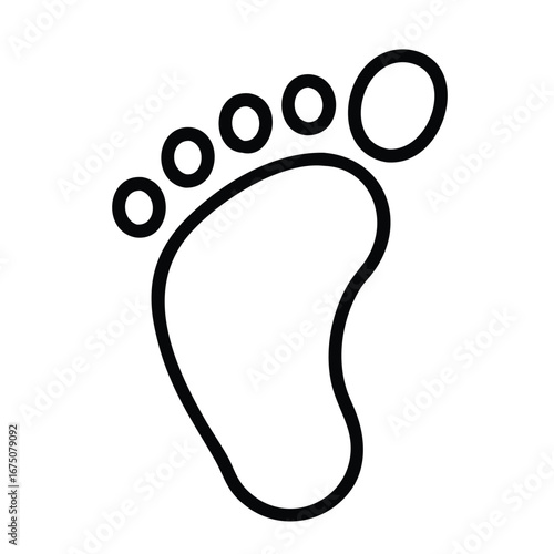 Footprint outline showing five toes and the foots general shape. Editable stroke icon. Vector illustration