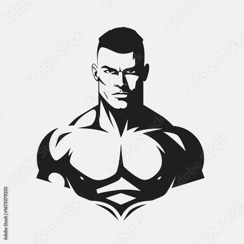 Striking black and white bodybuilder image displaying powerful muscular physique silhouette