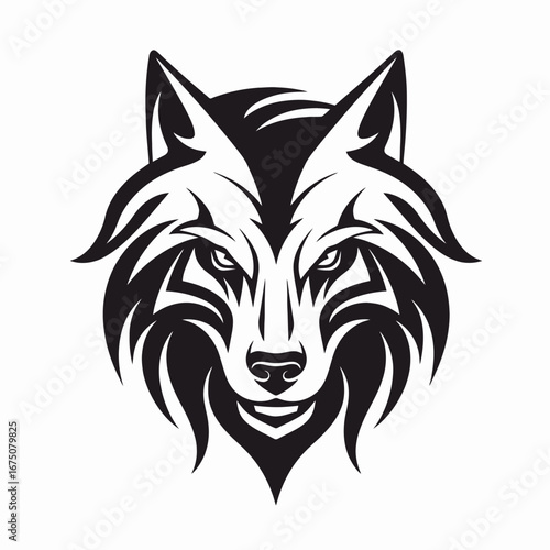 Majestic wolf portrait design displays power and striking animalistic tribal silhouette