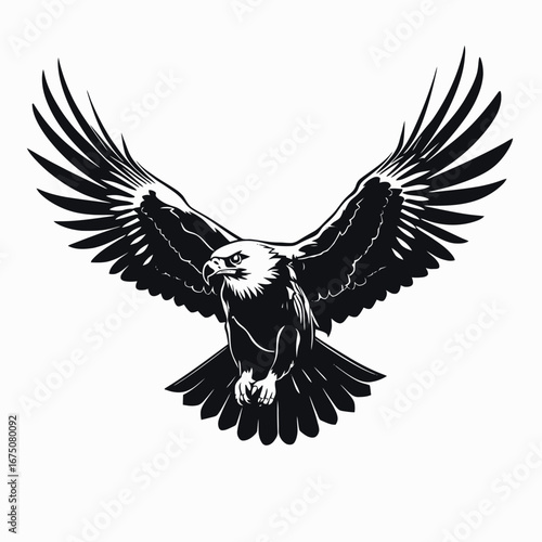 Majestic eagle soars in freedom with its powerful outstretched wings silhouette