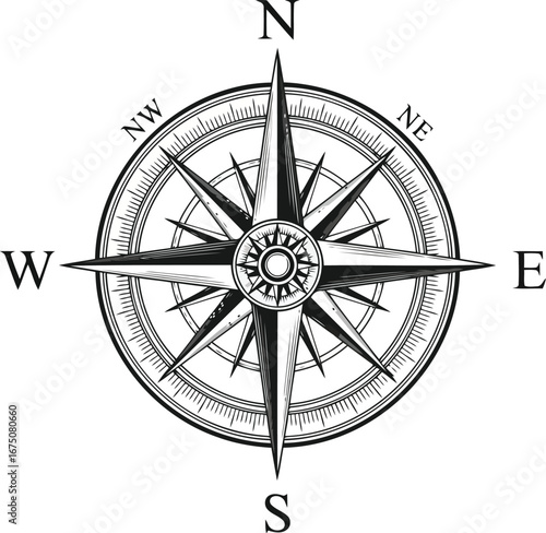 compass on a white background