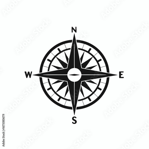 Classic compass rose with directionals navigation guidance map graphic design silhouette