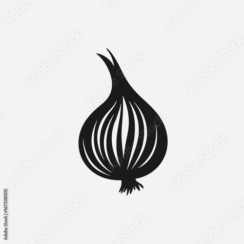 Fresh shallot art minimalist organic single ingredient culinary herbs silhouette