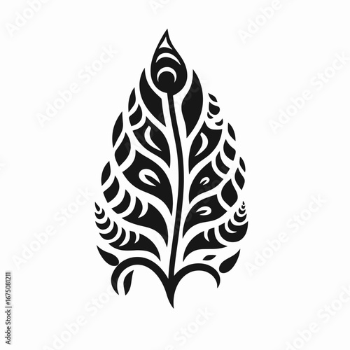 Elegant abstract teardrop shape adorned with intricate patterns, a vector art silhouette