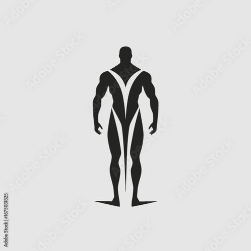 Bold graphic physique and muscular figure powerful superhero athletic human silhouette