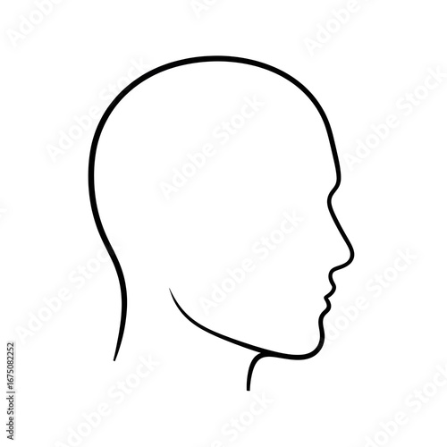 Simple black outline of a human head in profile, facing right, on a white background, showing the shape of the face and skull.