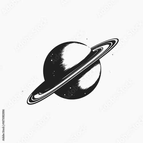 Striking astronomical graphic of a Saturn like planet, a cosmic silhouette.