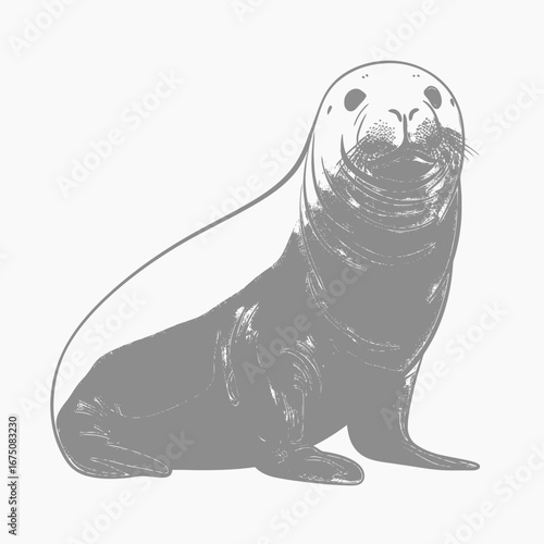 Expressive graphic of a charming sea lion, a delightful vector silhouette