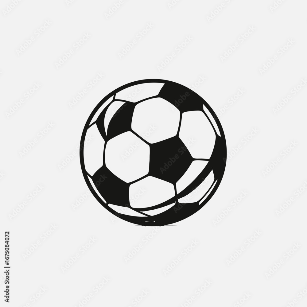 Fototapeta premium Simple black and white soccer ball illustration sports equipment vector silhouette