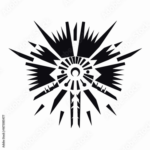 Striking geometric abstraction with radial symmetry creating a modern artistic silhouette