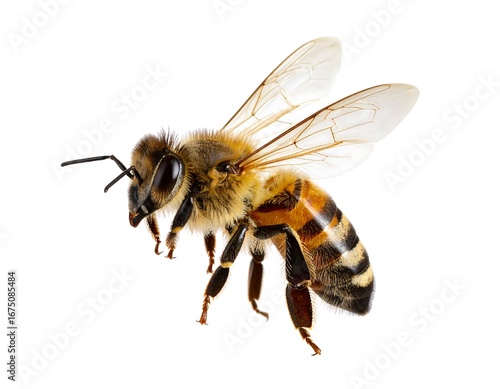 Wallpaper Mural Detailed close-up of a honeybee against a clean and crisp white backdrop Torontodigital.ca