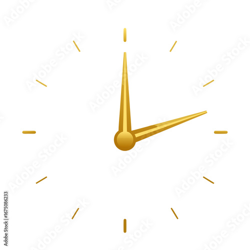 Golden clock showing midnight countdown for New Year’s Eve festive celebration.