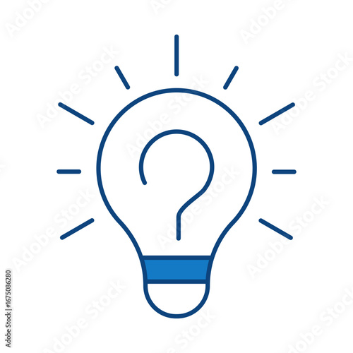 Idea Question Blue Line Icon. Question Mark, Thinking, Asking, Answer, Help Editable Stroke Vector Illustration
