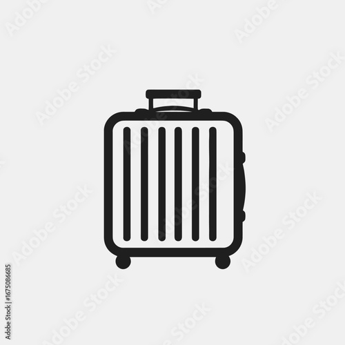 Black and white luggage case minimalist illustration travel baggage silhouette