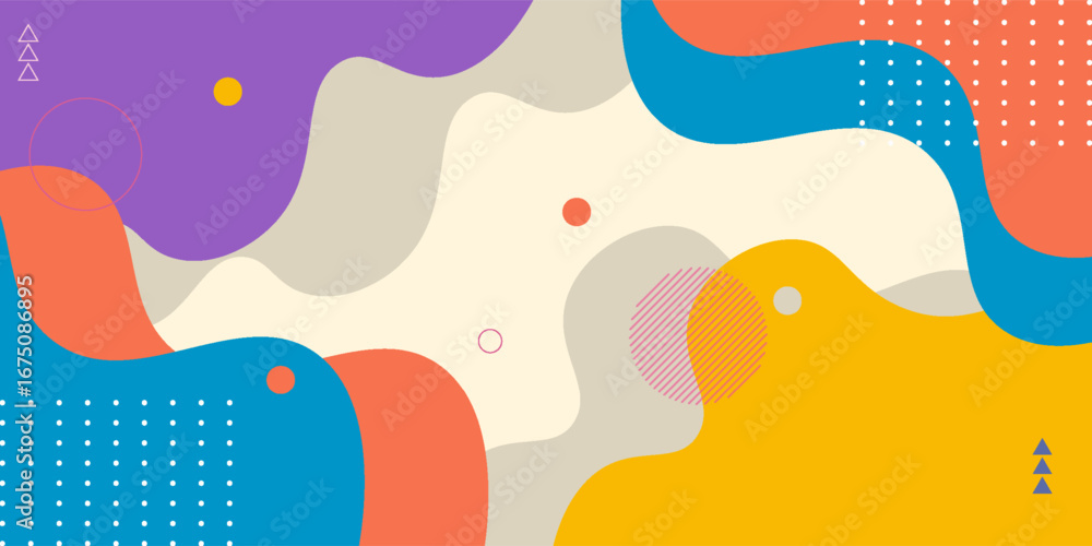 Fototapeta premium colorful abstract geometric wave pattern with dotted banner template. vector illustration