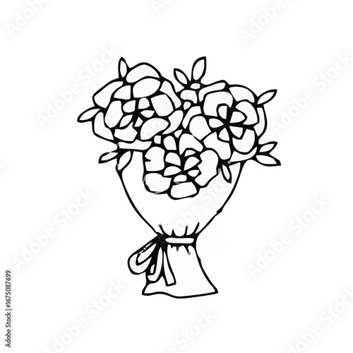 Hand drawn bouquet flowers wi...