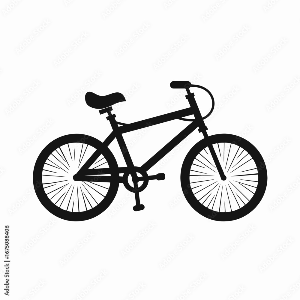 Fototapeta premium Black bicycle with spokes creates a transportation icon silhouette.