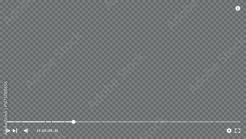 Video player flat picture, screen, template. Video record screenshot eps 10 vector illustration. Movie, podcast, interview, news, shock, video toolbar indicator sample image.