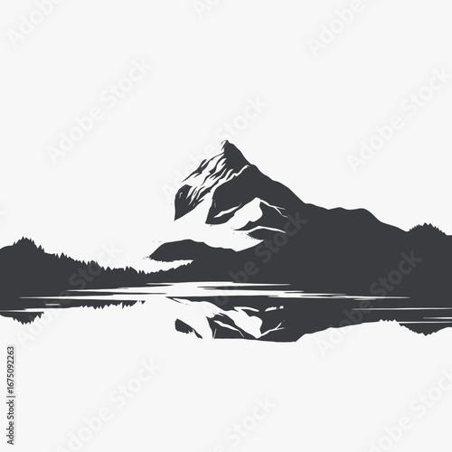 Dramatic mountain range reflected in water creating captivating outdoor scenery silhouette