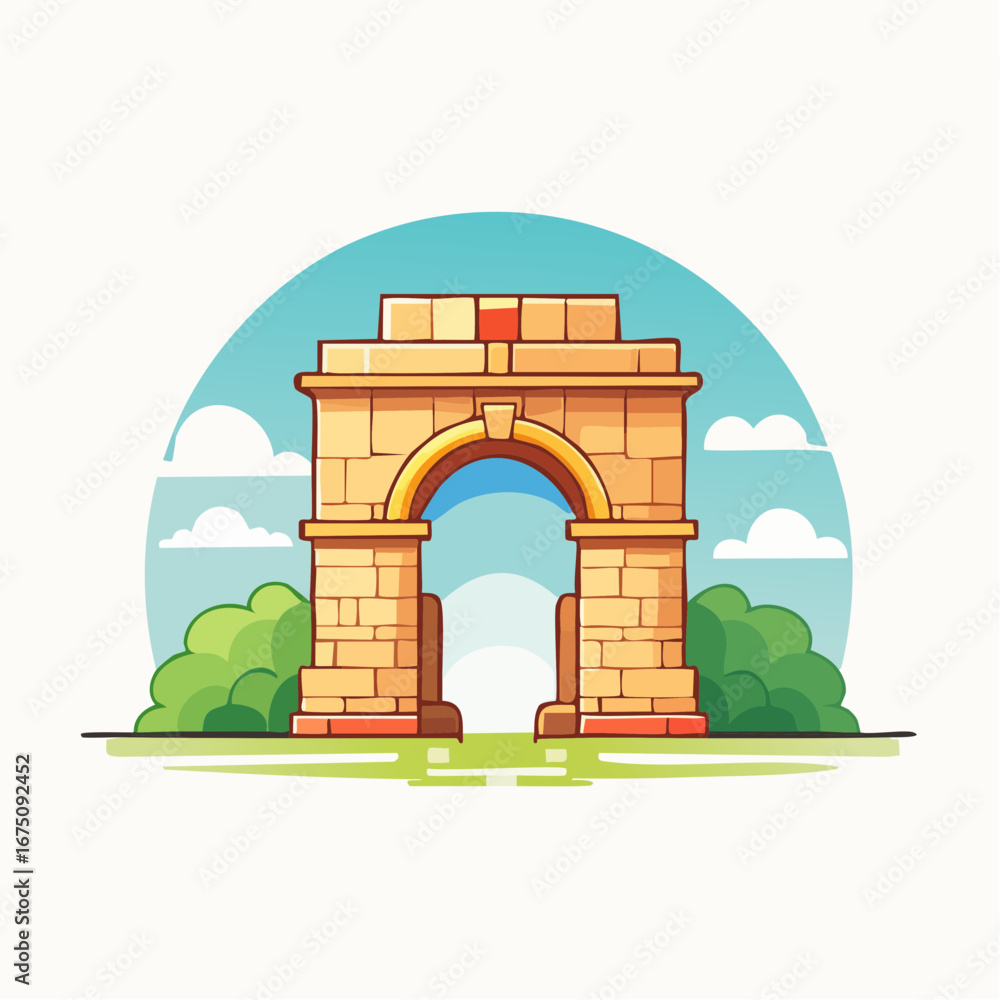 Fototapeta premium Cartoon Style Ancient Archway Illustration