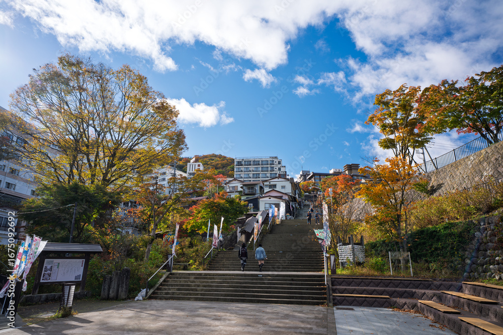 Naklejka premium 秋の伊香保温泉 石段街入口 群馬県渋川市