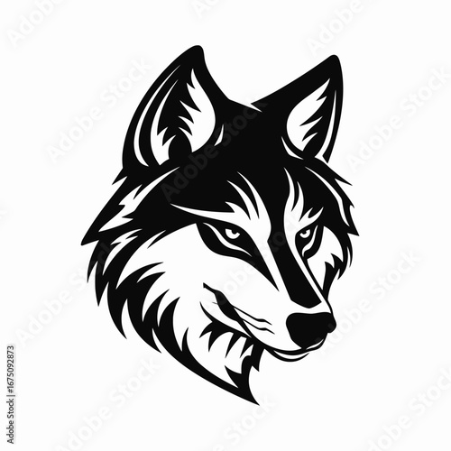 Dramatic wolf head artwork portraying untamed nature in striking black silhouette