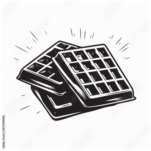 Delicious Belgian Waffle Logo Template Stock Vector isolated on white background
