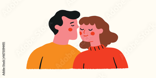 A loving couple in a tender moment of intimacy, radiating a soft glow that speaks of gentle romance and connection. capture pure emotions and warmth, illustrated in a friendly, eye-catching manner.