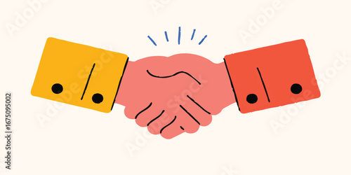 An illustration of a handshake symbolising a business deal or agreement with two partners from the start.