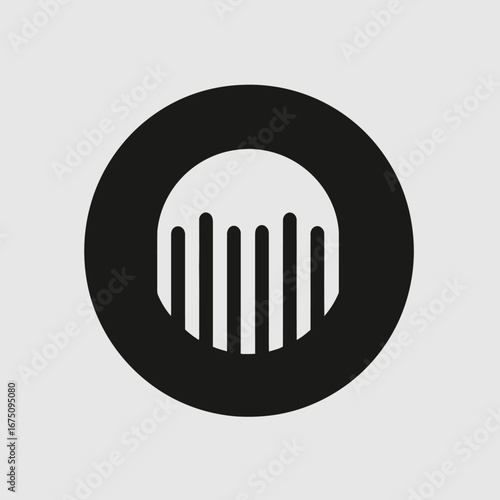 Graphic representation with stylized lines and circular enclosing form silhouette