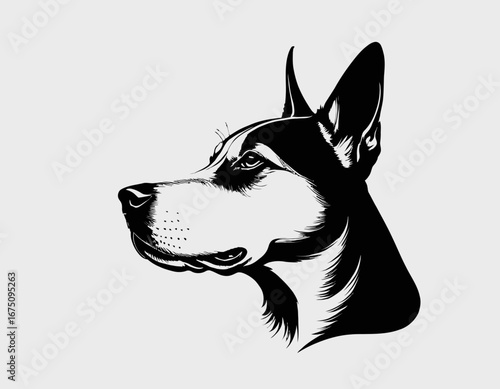 Dog Silhouette digital Art, Intricate Powerful and Ready for Print or Web, Sharp Details. Strong Identity. Timeless Design, Symbolize Strength, Courage, Logo, and Leadership 
