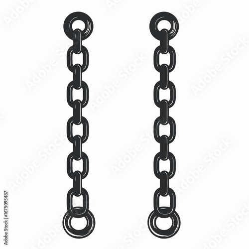 Two bold chains hanging down vertically in a dark metal silhouette